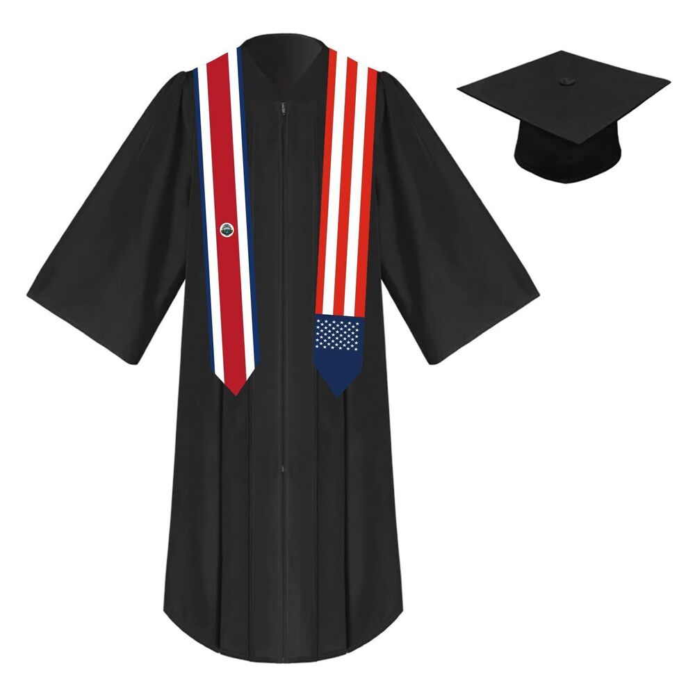 2463 2025 Unisex St 72 Inch Costa Rica Flag and USA Flag Mixed Graduation